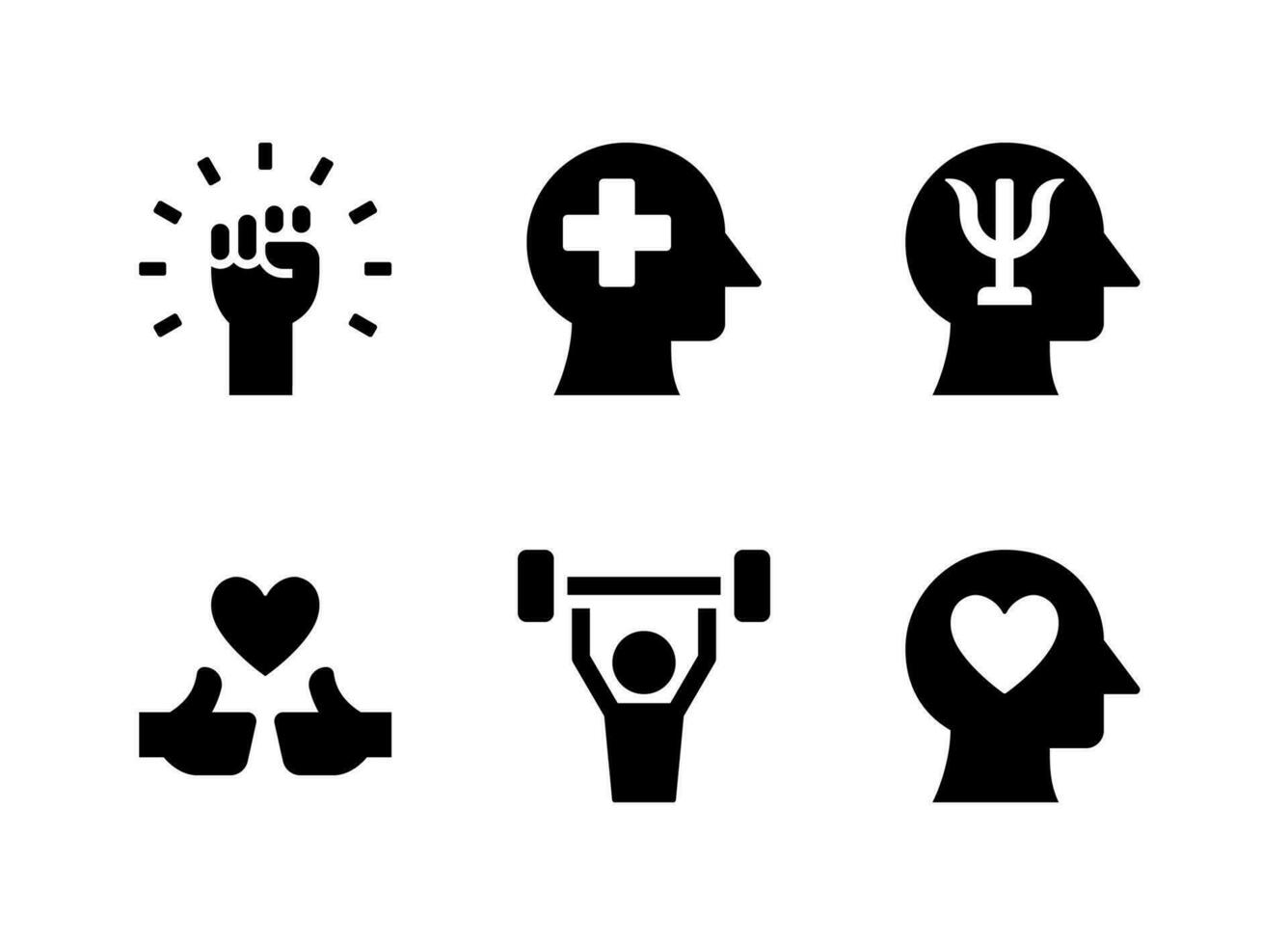conjunto simples de ícones sólidos vetoriais relacionados à saúde mental vetor