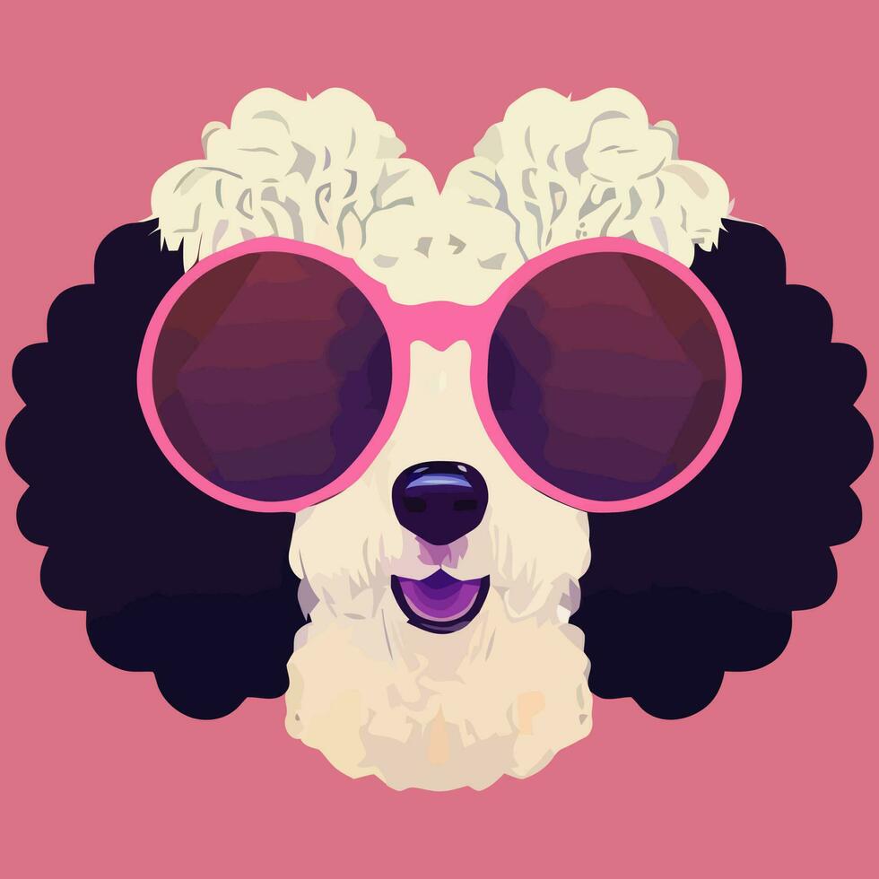 gráfico de ilustração vetorial de cachorro poodle usando óculos escuros isolado bom para ícone, mascote, impressão, elemento de design ou personalizar seu design vetor