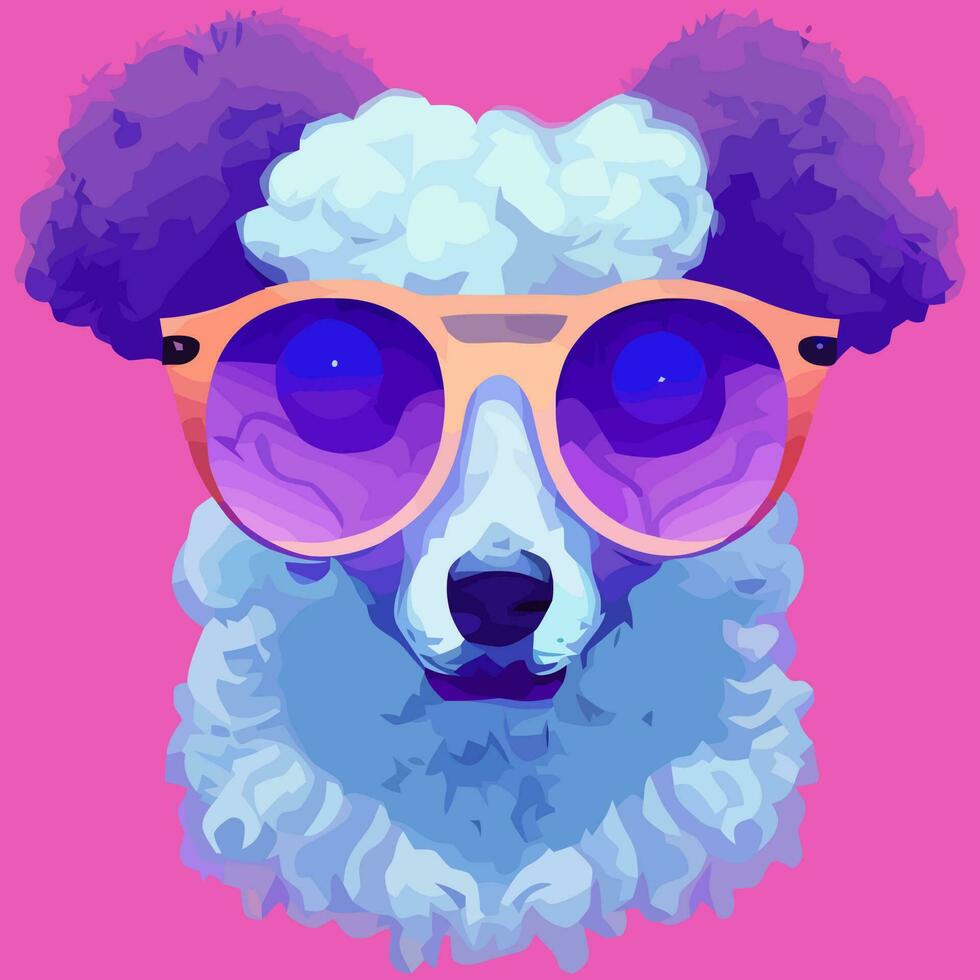 gráfico de ilustração vetorial de cachorro poodle usando óculos escuros isolado bom para ícone, mascote, impressão, elemento de design ou personalizar seu design vetor