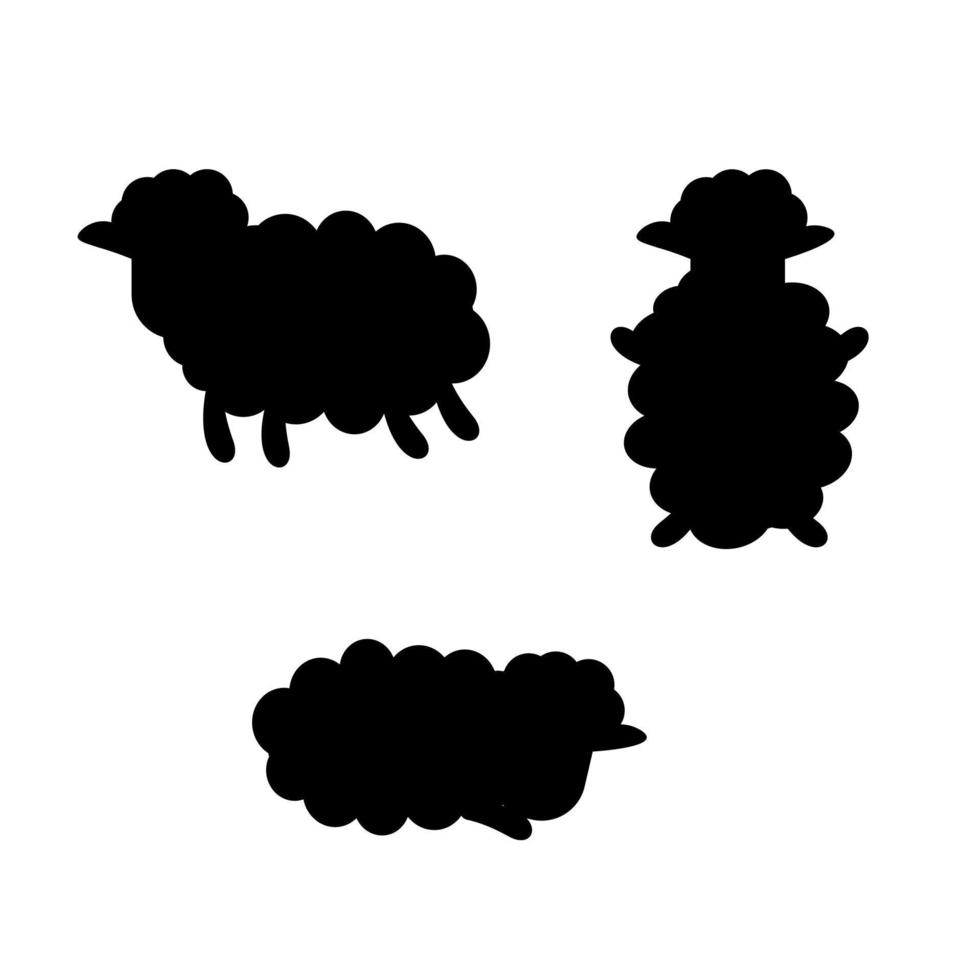 conjunto de ovelhas de silhueta. ilustração vetorial vetor