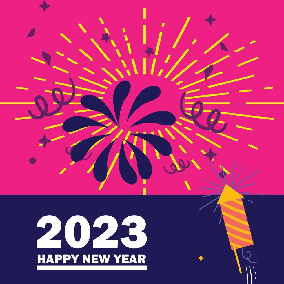 feliz ano novo 2023. design de número para cartões de felicitações, torne o momento do seu ano novo mais divertido. feliz ano novo 2023 banner, cartaz ou modelo de cartão. feliz Ano Novo vetor