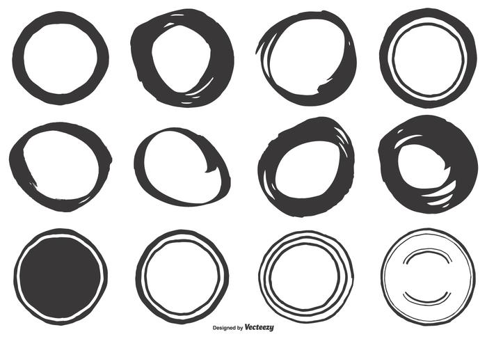 Formas bonitas do círculo desenhado a mão vetor