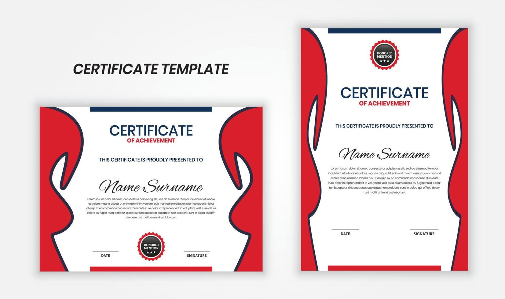 certificado profissional de design de modelo de conquista. certificado para prêmio, diploma, corporativo, organização. ilustração vetorial vetor