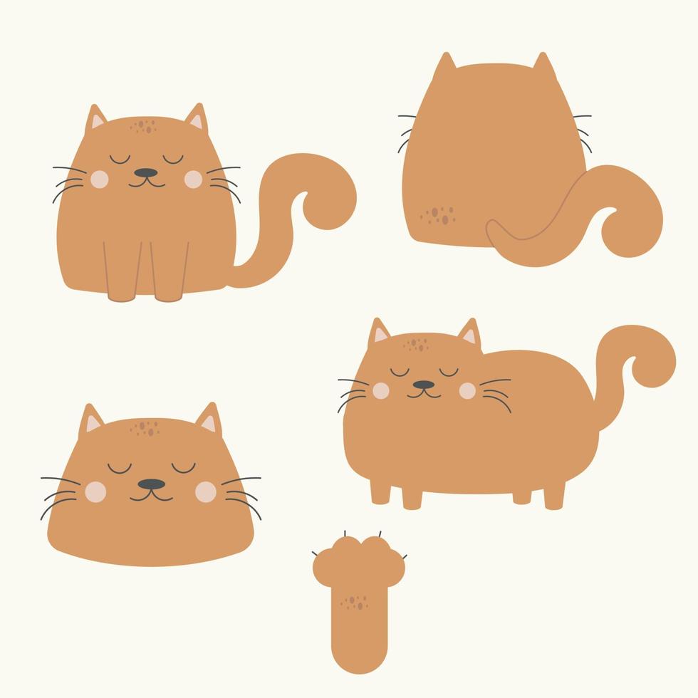 um conjunto de gatos de desenho animado de personagem no estilo boho. ilustração vetorial vetor
