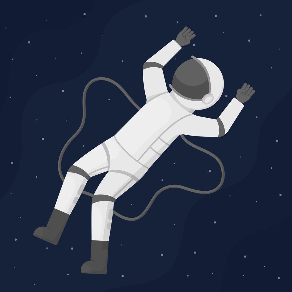 astronauta em um traje espacial moderno no espaço entre as estrelas brilhantes no céu escuro. isolado no fundo preto. vetor