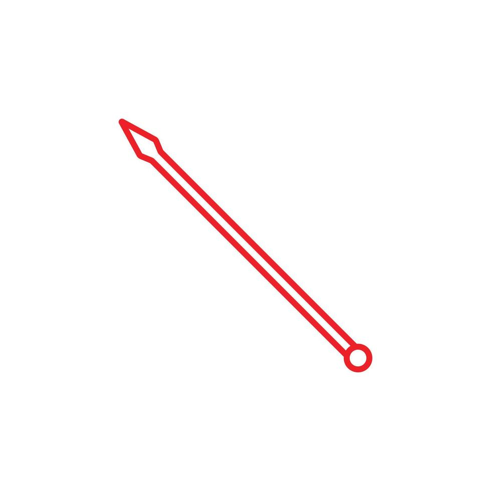 ícone de contorno de lança vector vermelho eps10 isolado no fundo branco. arma de lança medieval com símbolo de cabeça pontiaguda em um estilo moderno simples e moderno para o design do seu site, logotipo e aplicativo móvel