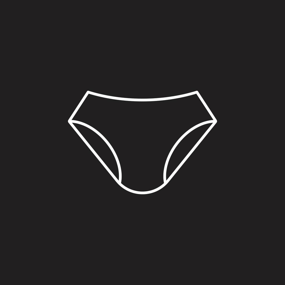 eps10 vetor branco homem ou mulher ícone de arte de linha de roupa interior isolado no fundo preto. símbolo de calcinha de cueca em um estilo moderno simples e moderno para o design do seu site, logotipo e aplicativo móvel