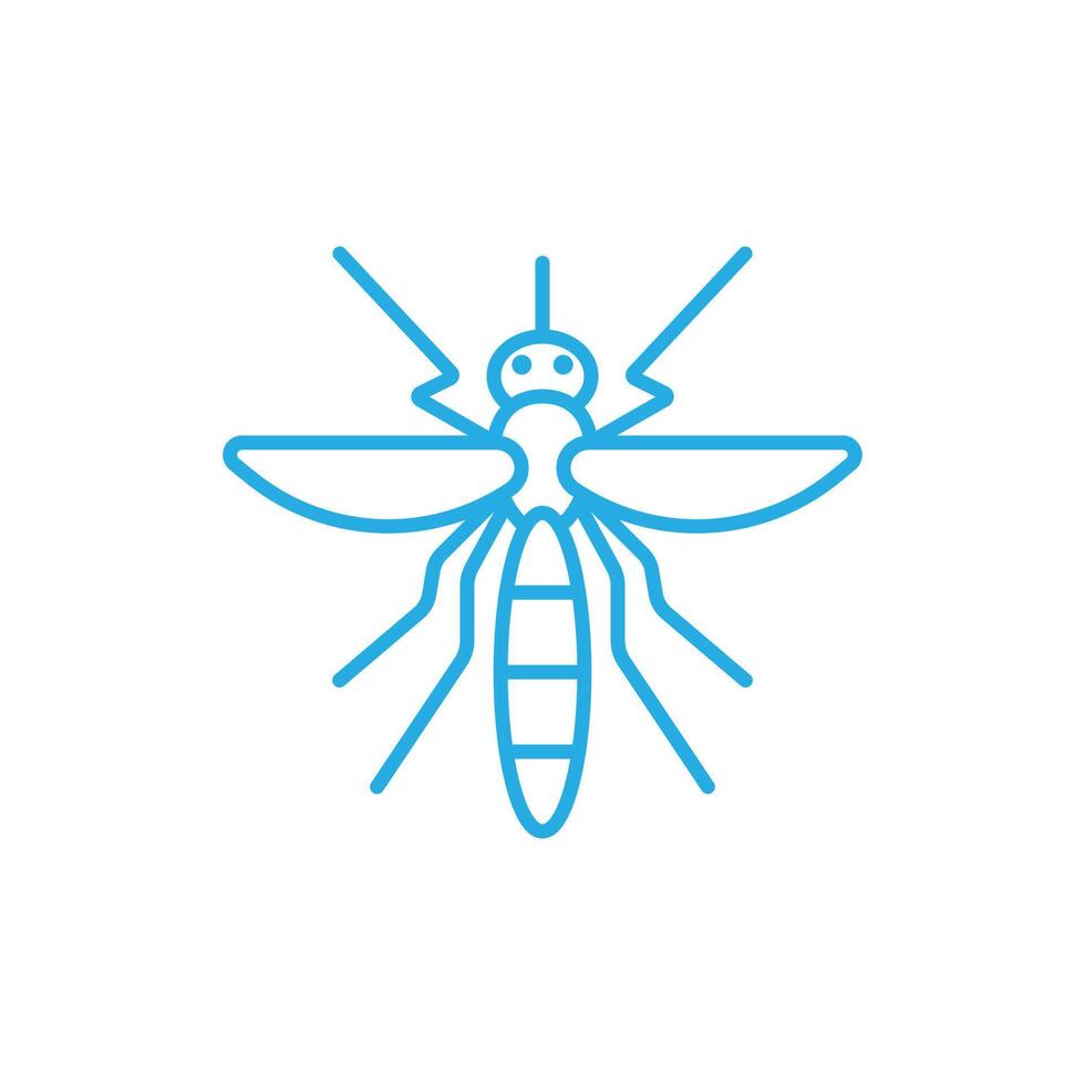 eps10 vetor azul mosquito ícone de arte linha abstrata isolado no fundo branco. símbolo de contorno de mosquito em um estilo moderno simples e moderno para o design do seu site, logotipo e aplicativo móvel