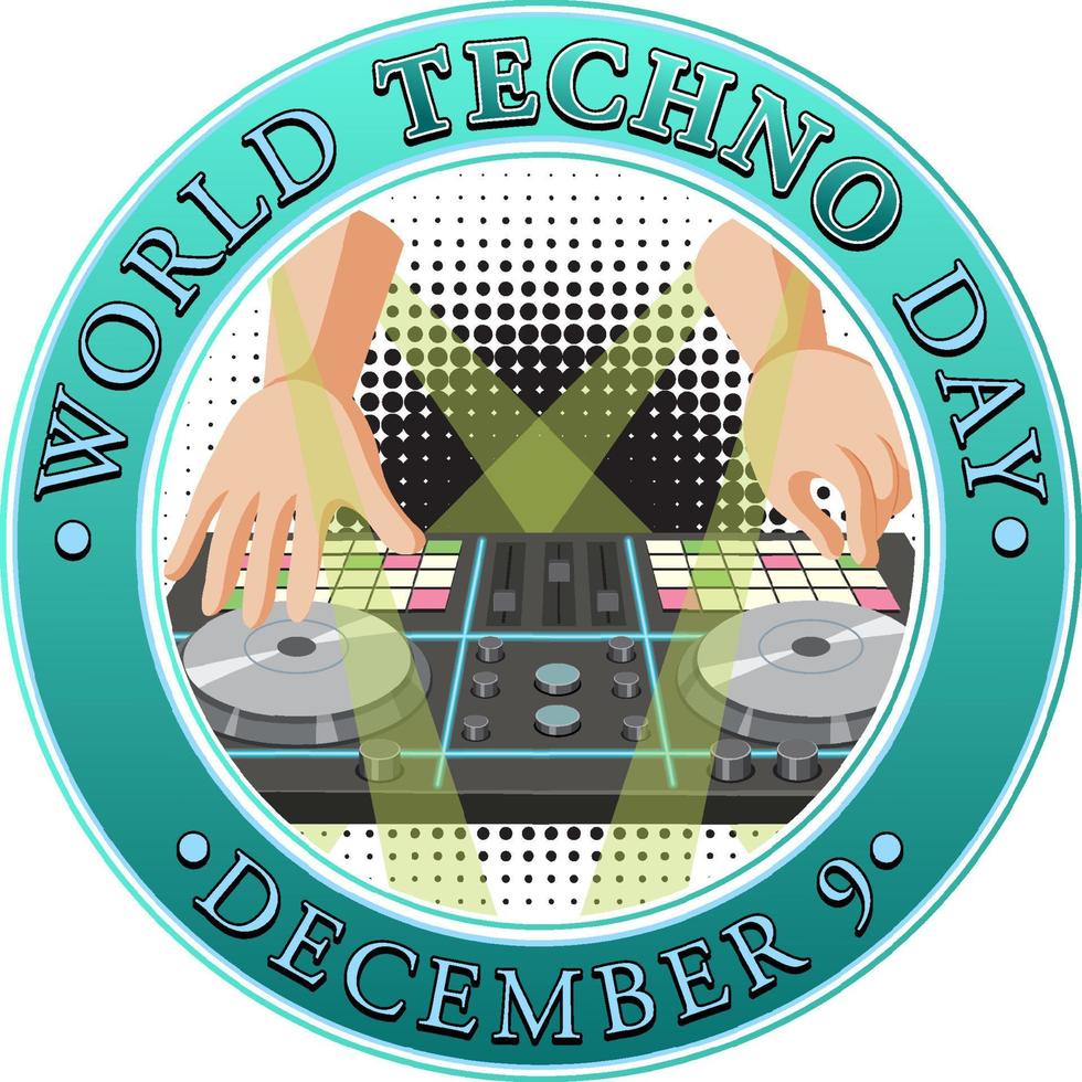 design de banner de texto do dia mundial do techno vetor