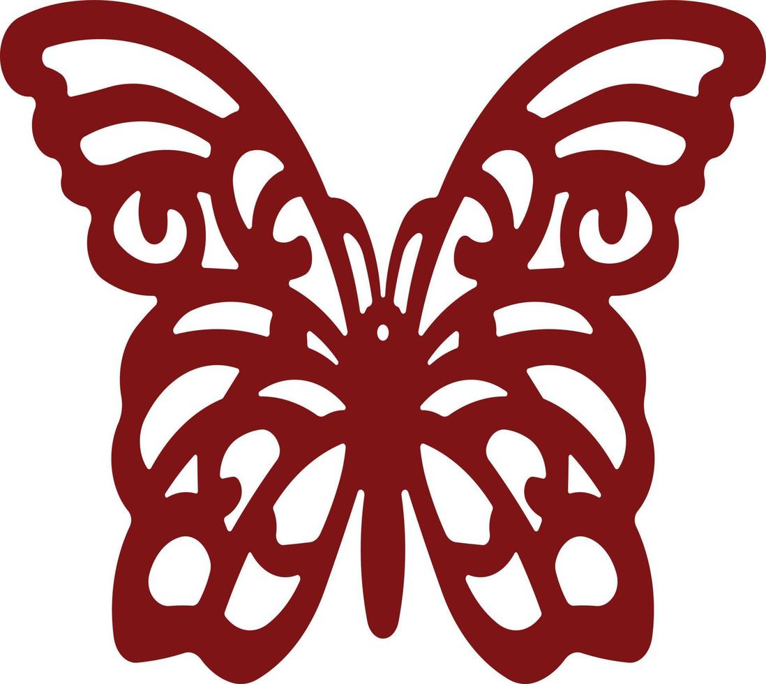 desenho de borboleta vermelha feito com linhas em um fundo branco com padrões específicos nele vetor