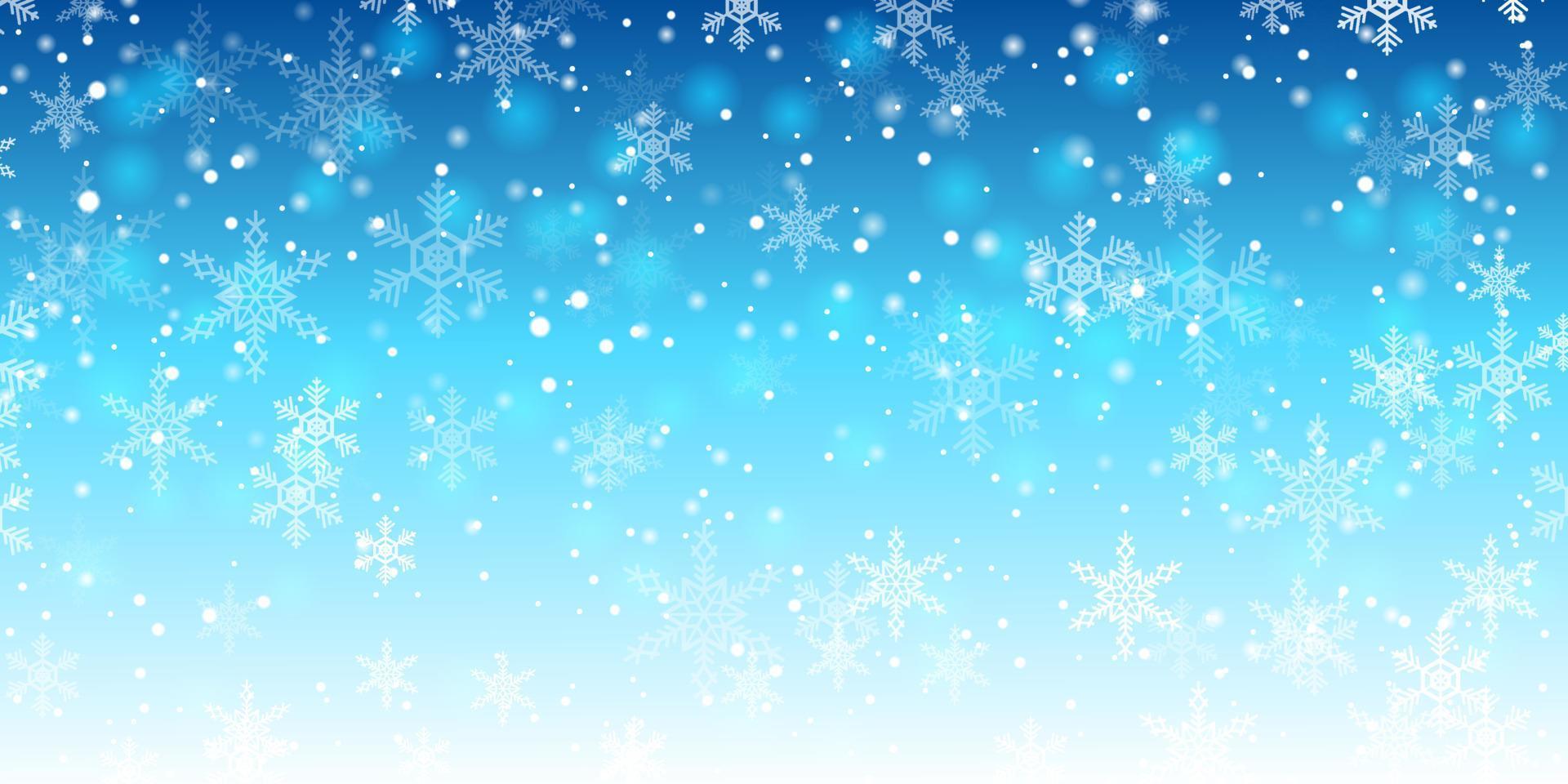 feliz natal fundo azul com floco de neve. paisagem de inverno caindo natal brilhando neve vetor