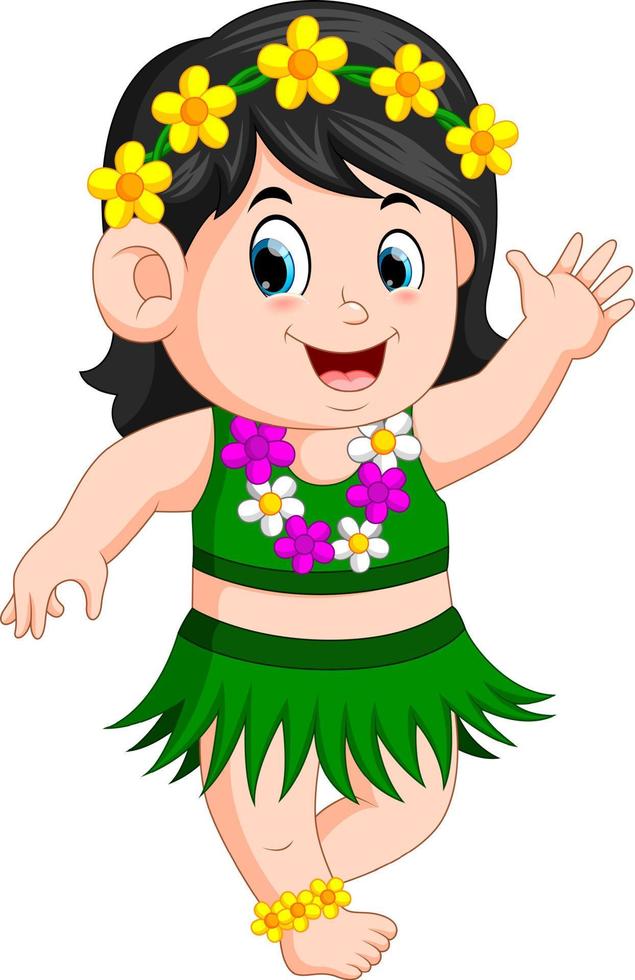uma linda garota com roupas havaianas dança hula vetor