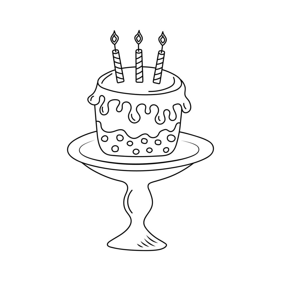 Ilustração Do Desenho Animado Do Bolo De Aniversário Com a Página De Colorir  Velas Ilustração Stock - Ilustração de waffle, arte: 230607906