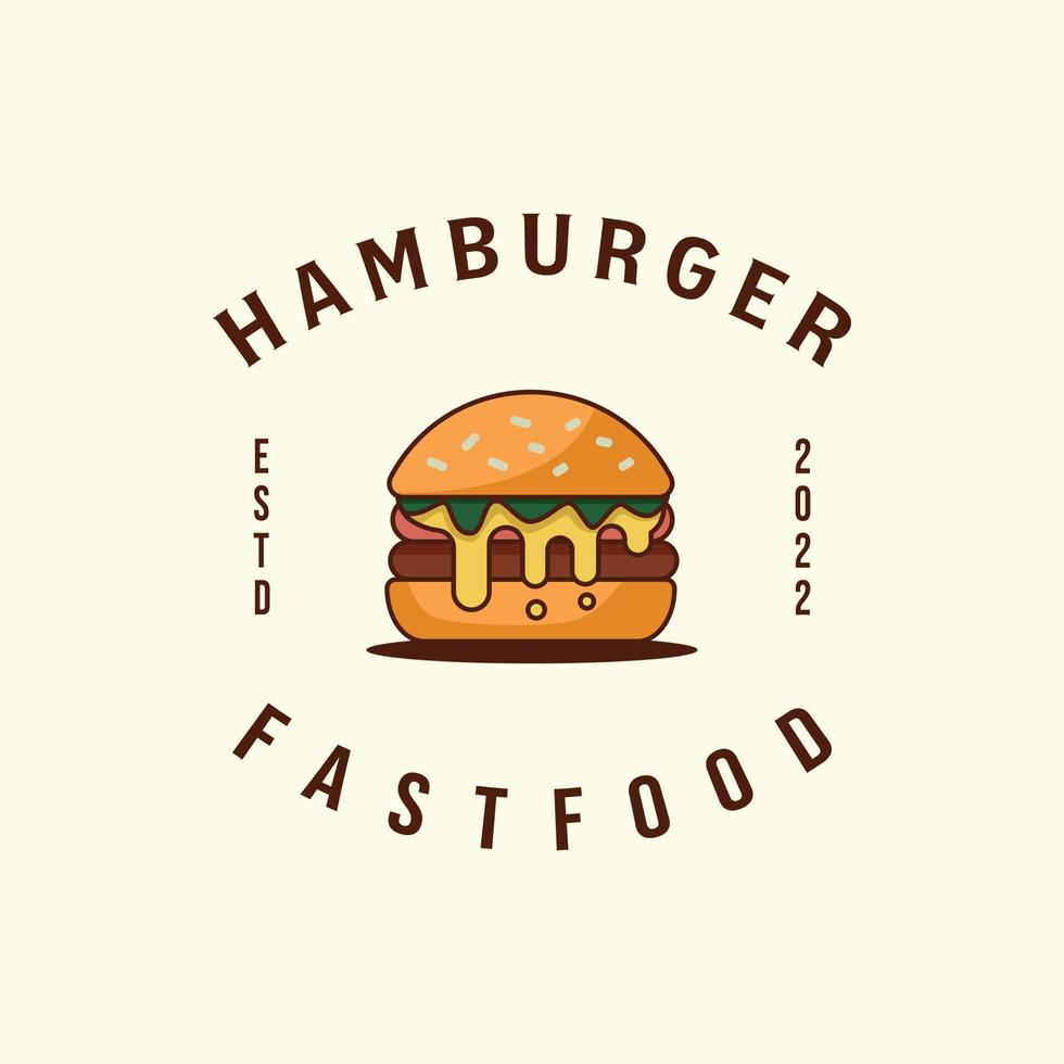 design de ilustração de modelo de ícone de logotipo de estilo de vetor moderno vintage de hambúrguer ou hambúrguer, conceito de logotipo de fast food