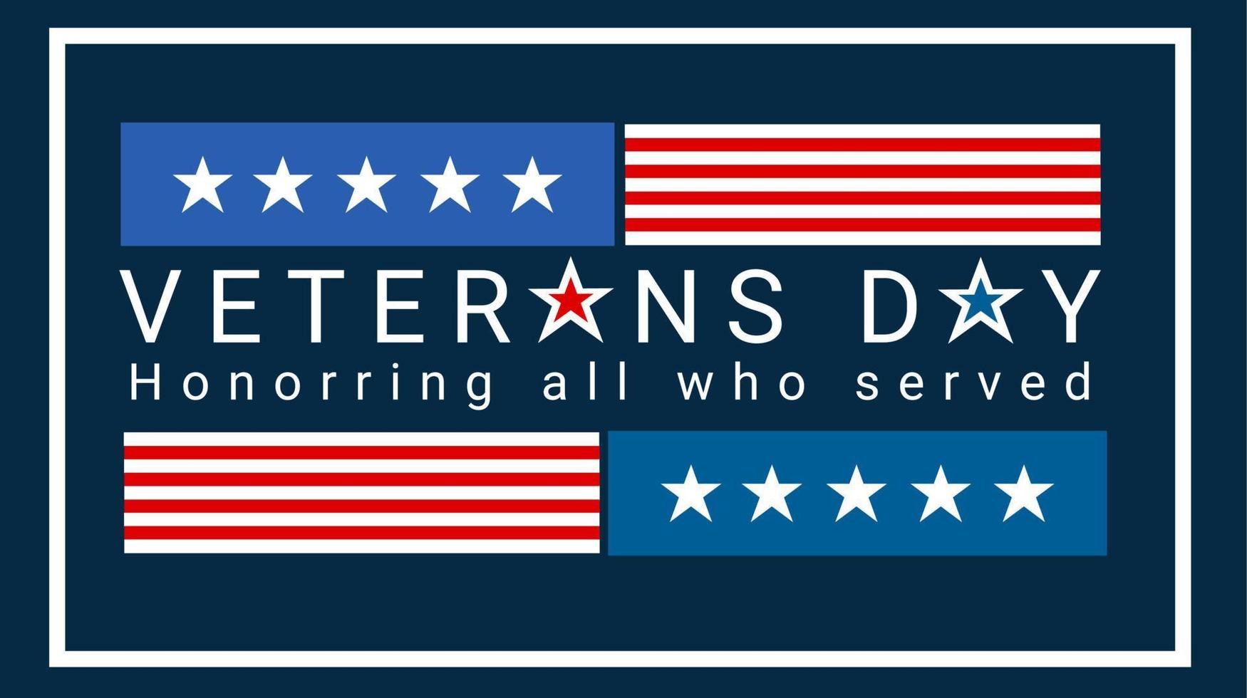 dia dos veteranos americanos homenageia todos os presentes com tema de fundo ou papel de parede de celebração de cartão de ilustração, estrelas e bandeira americana vetor