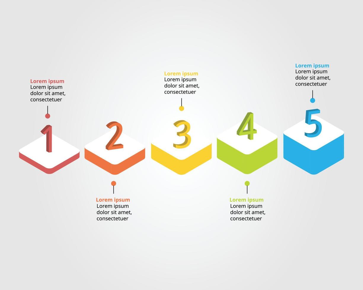 modelo de gráfico de etapas de linha do tempo para infográfico para apresentação de 5 elementos vetor