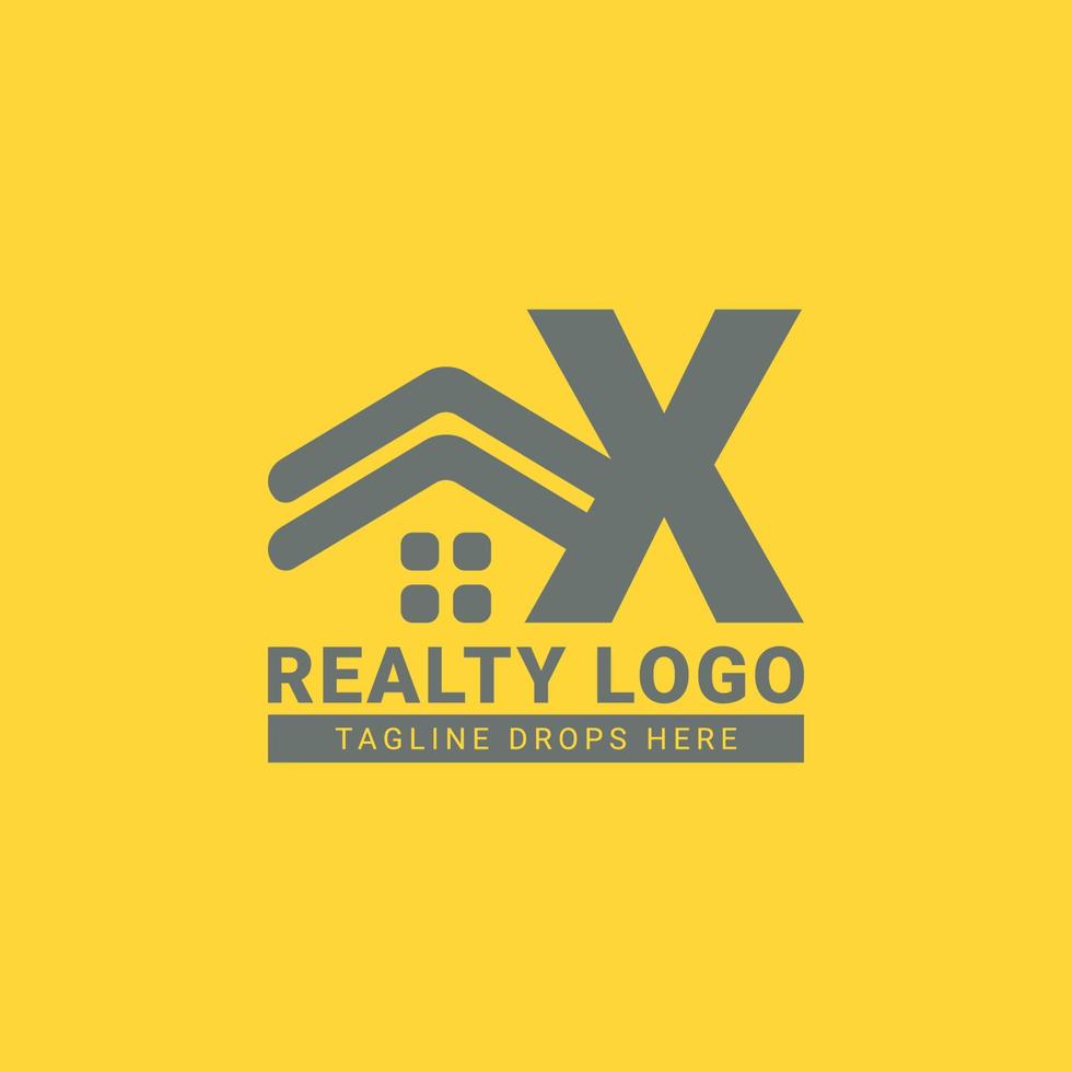 letra x design de logotipo de vetor de casa de telhado para imóveis, agente imobiliário, aluguel de imóveis, construtor de interiores e exteriores