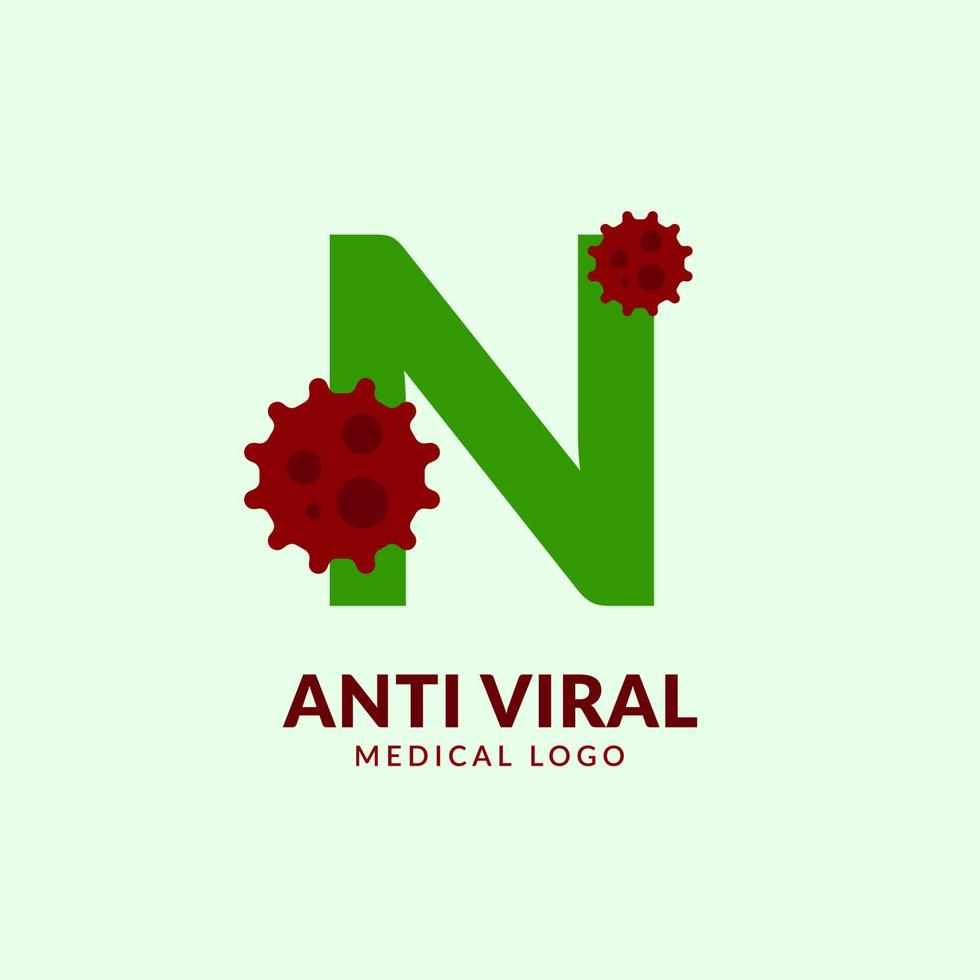 letra n design de logotipo de vetor médico e de saúde antiviral