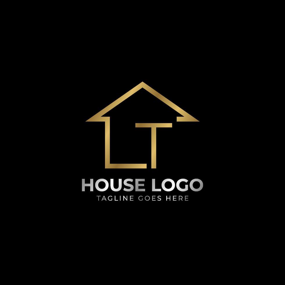 design de vetor de logotipo de casa luxuosa letra minimalista t para imóveis, aluguel de casa, agente imobiliário