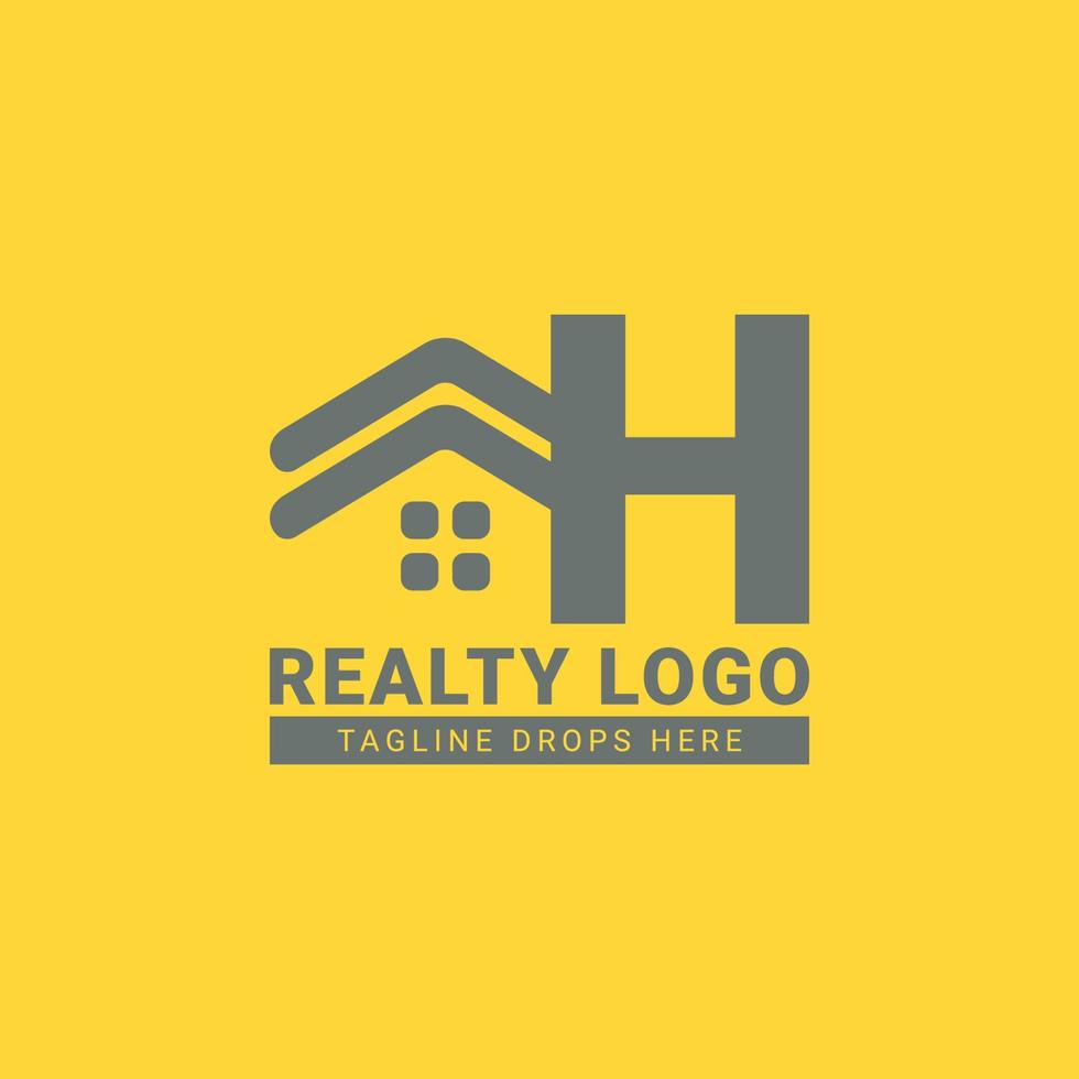 letra h design de logotipo de vetor de casa de telhado para imóveis, agente imobiliário, aluguel de imóveis, construtor de interiores e exteriores