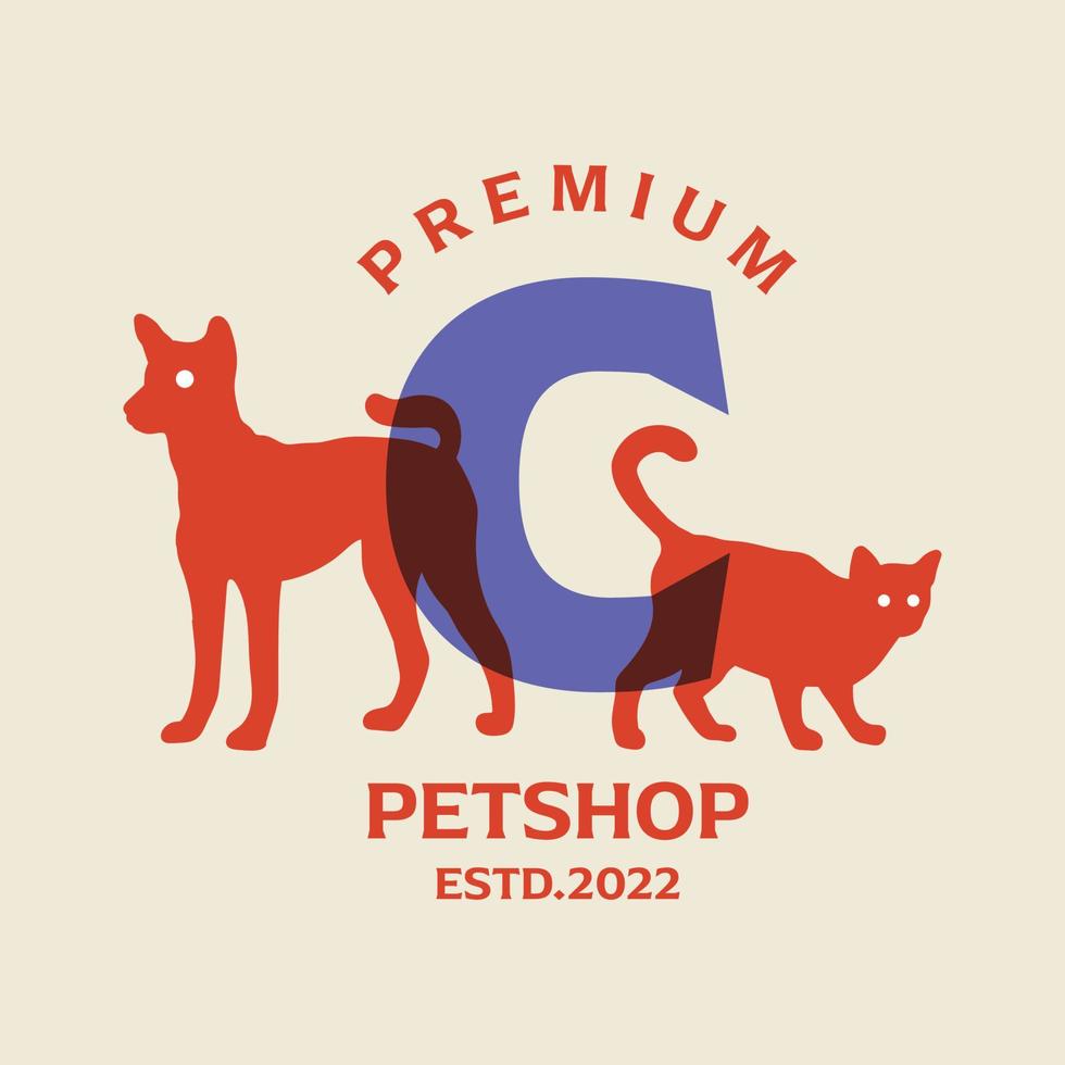 alfabeto c logotipo petshop vetor