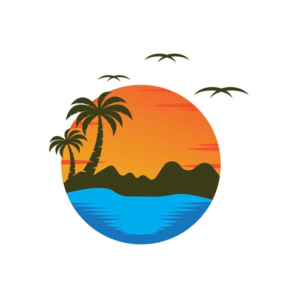 ilustração de símbolo de design de ícone de logotipo por do sol vetor