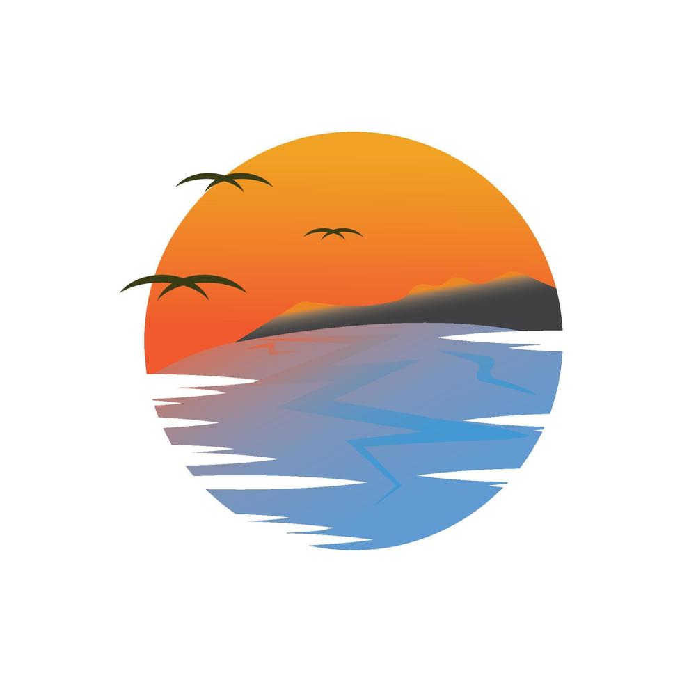 ilustração de símbolo de design de ícone de logotipo por do sol vetor