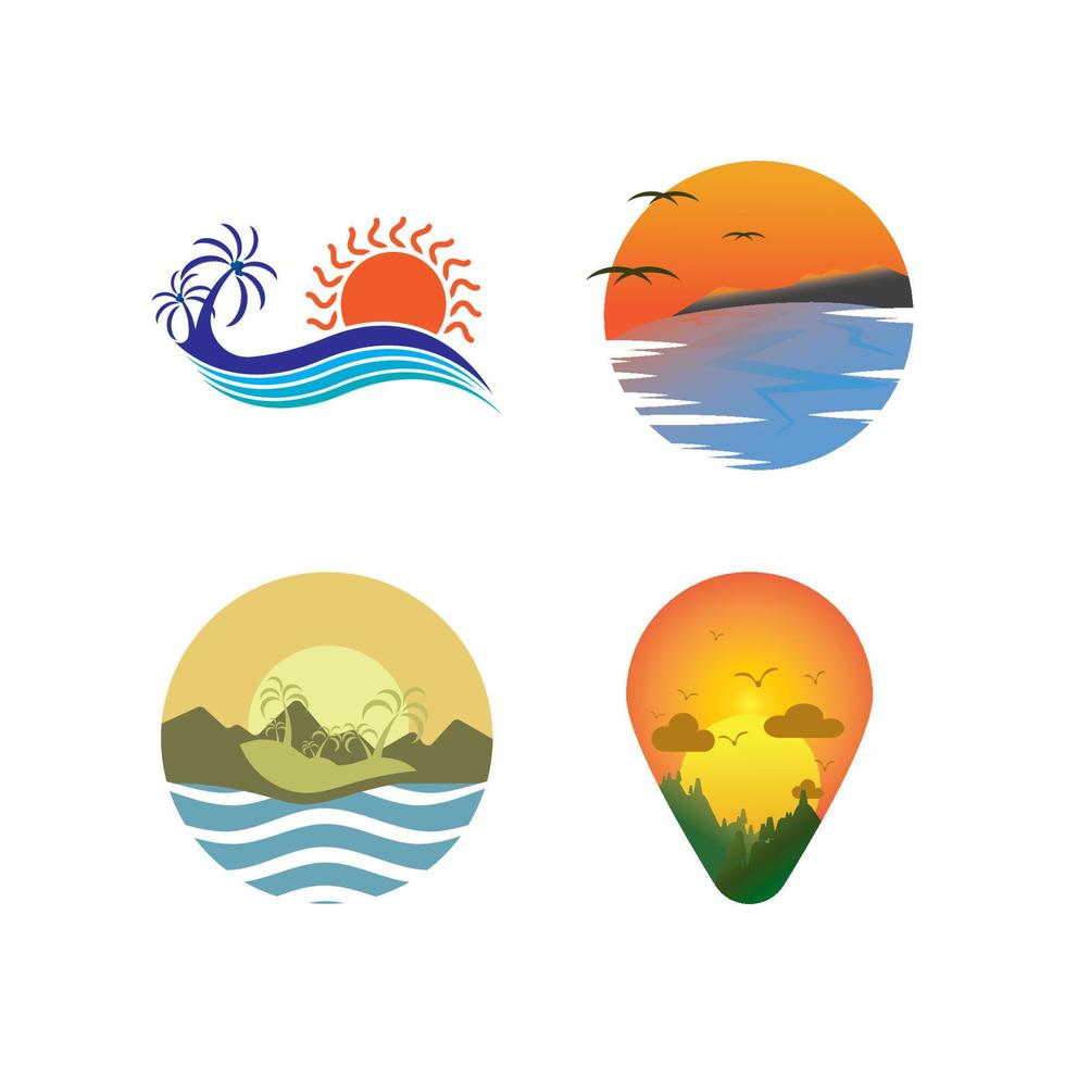 ilustração de símbolo de design de ícone de logotipo por do sol vetor