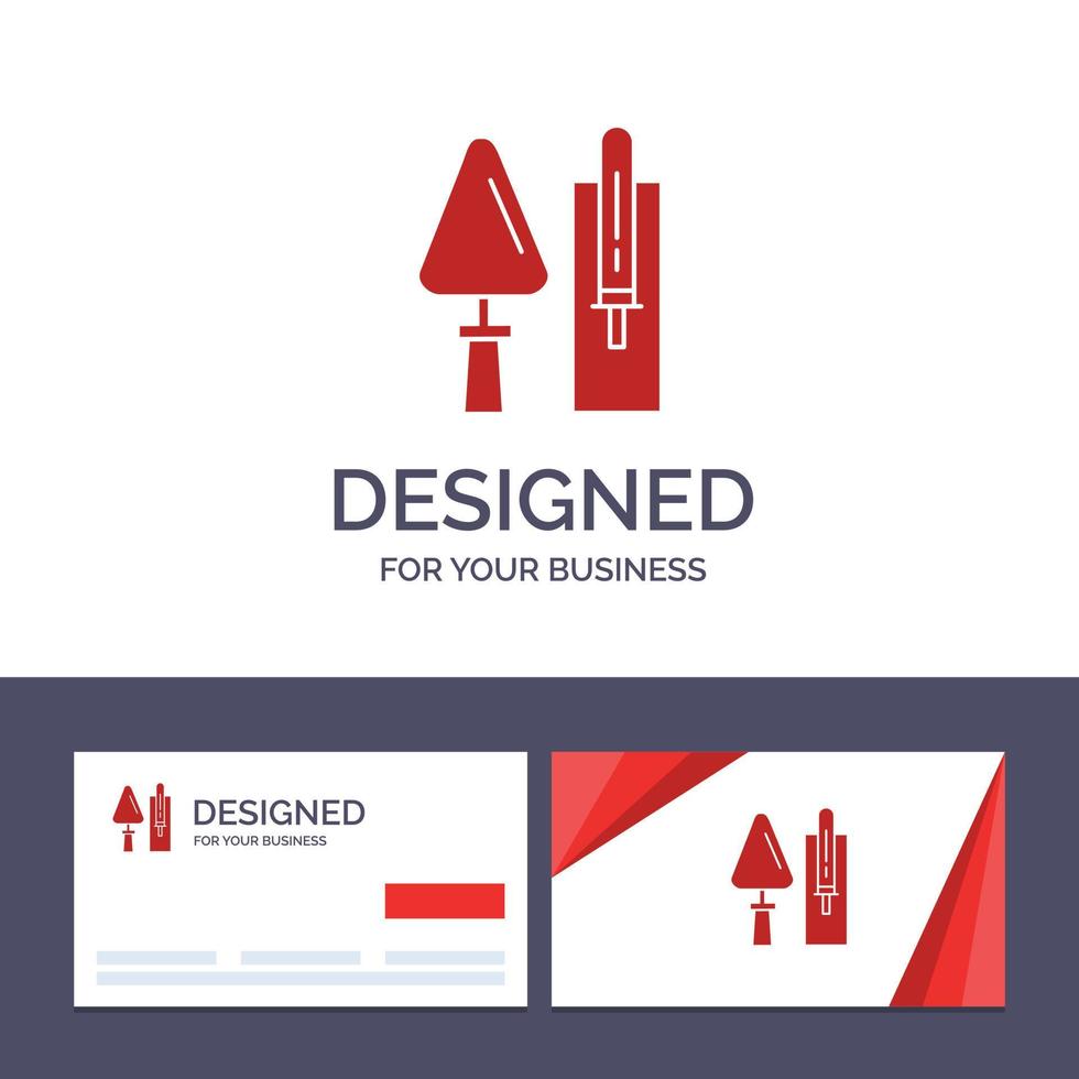 cartão de visita criativo e modelo de logotipo espátula alvenaria construção alvenaria ferramenta vector illustrat