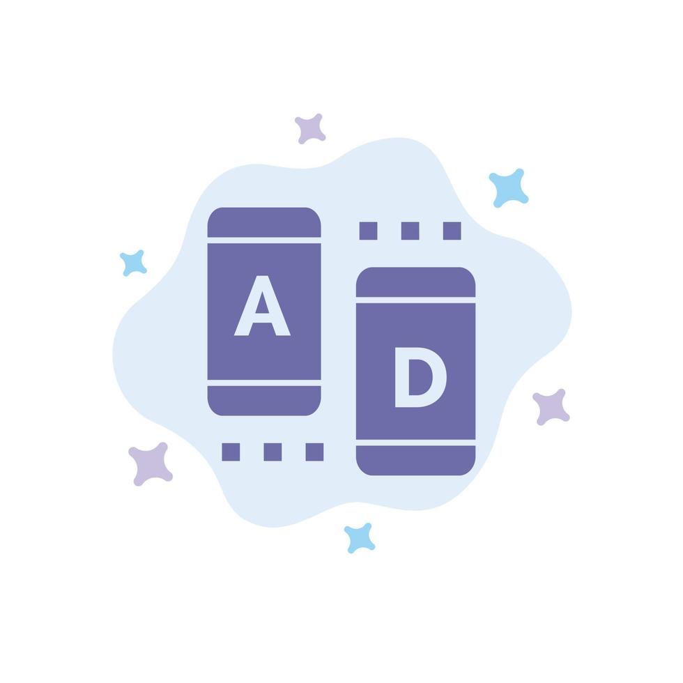 ícone azul do tablet on-line de marketing de anúncios no fundo da nuvem abstrata vetor