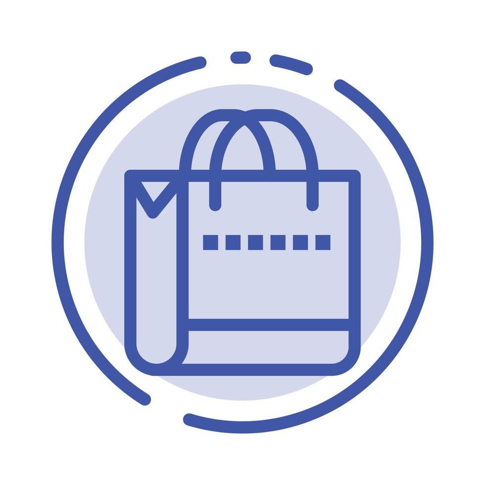 bolsa bolsa loja de compras ícone de linha linha pontilhada azul vetor