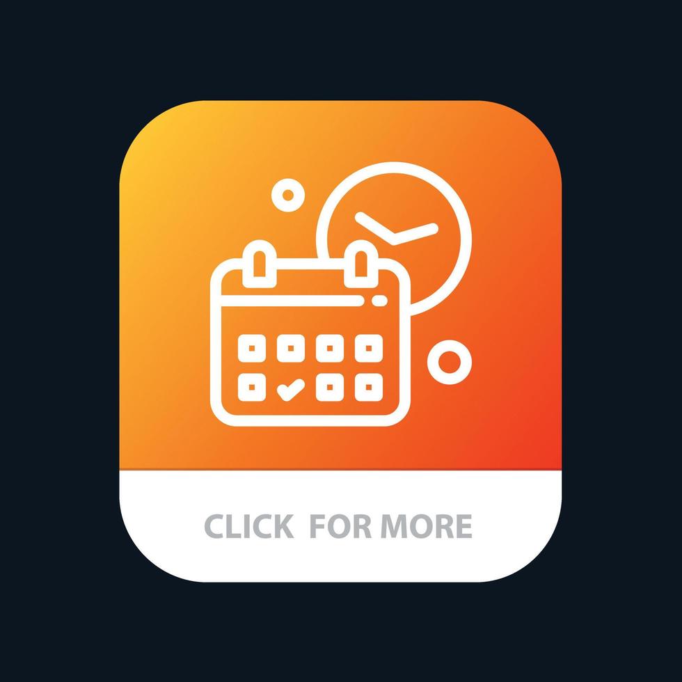 calendário data dia hora trabalho botão de aplicativo móvel versão de linha android e ios vetor