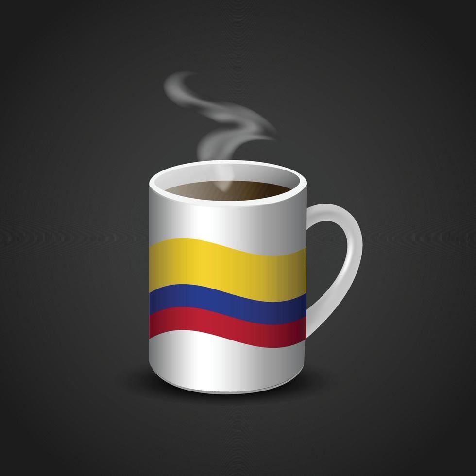 xícara de café da bandeira da colômbia vetor