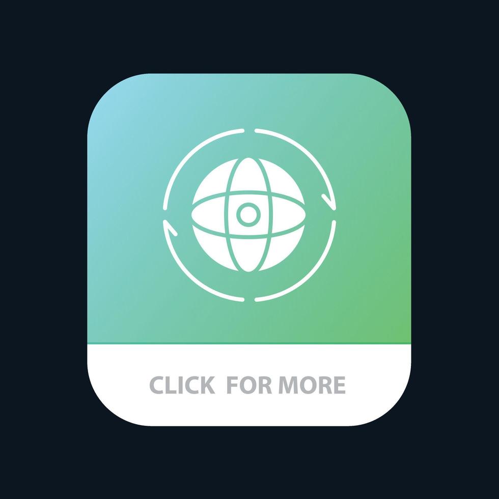 globo mundo terra átomo conectar botão de aplicativo móvel versão android e ios glifo vetor