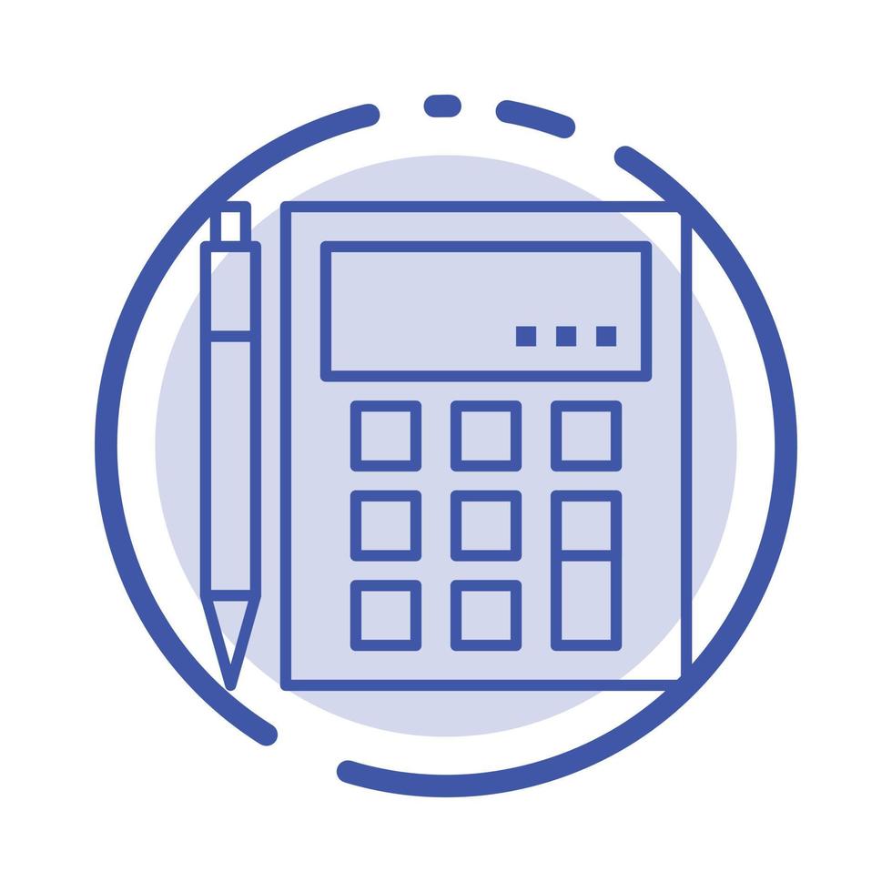 conta de contabilidade calcular calculadora de cálculo matemática financeira ícone de linha de linha pontilhada azul vetor