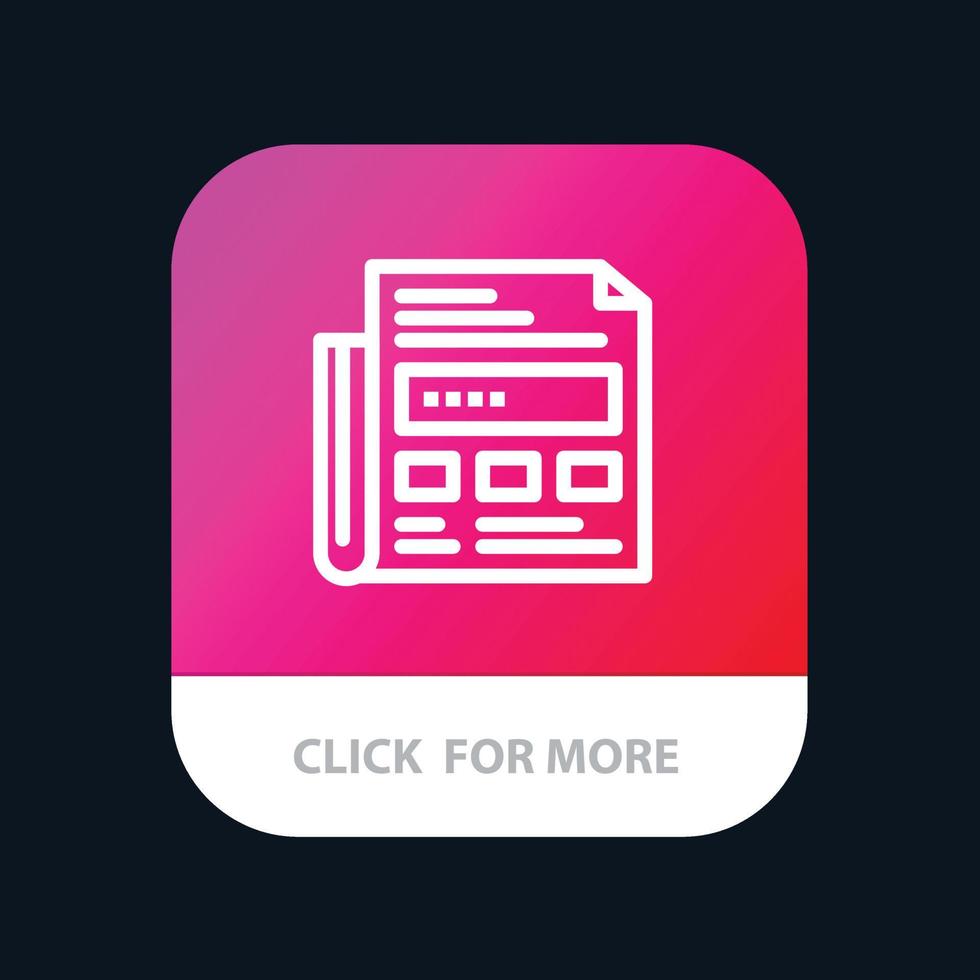 botão de aplicativo móvel título de papel de anúncio de jornal versão de linha android e ios vetor