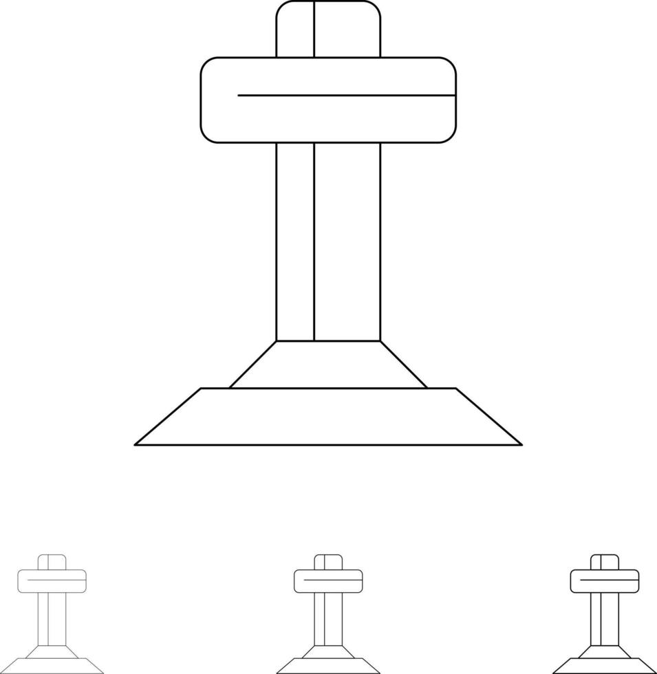 cristianismo cruz páscoa conjunto de ícones de linha preta em negrito e fino vetor
