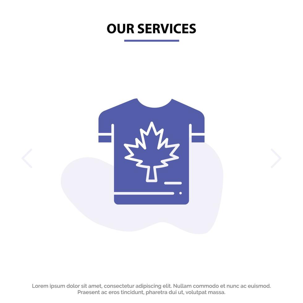 nossa camisa de serviços outono canadá folha maple sólido glifo ícone modelo de cartão web vetor