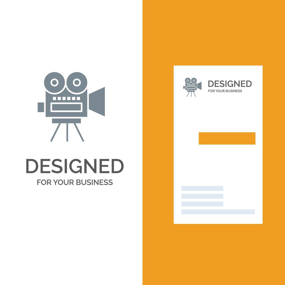 design de logotipo cinza de educação de filme de câmera e modelo de cartão de visita vetor