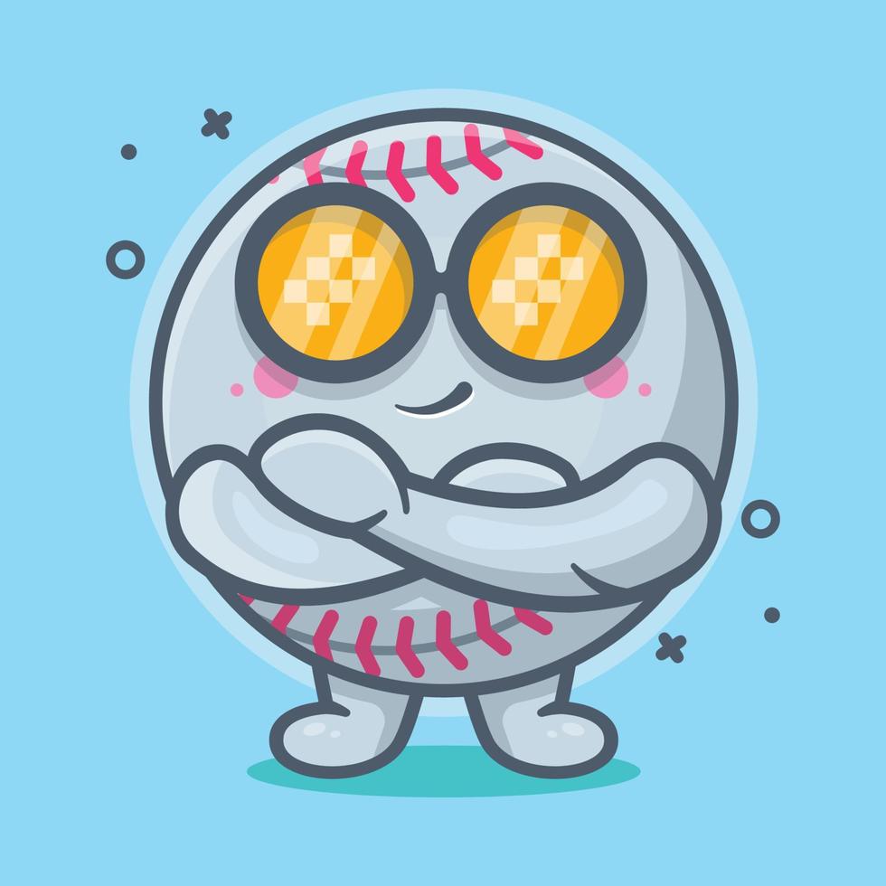mascote de personagem de bola de beisebol bonito com desenho isolado de expressão legal em design de estilo simples vetor