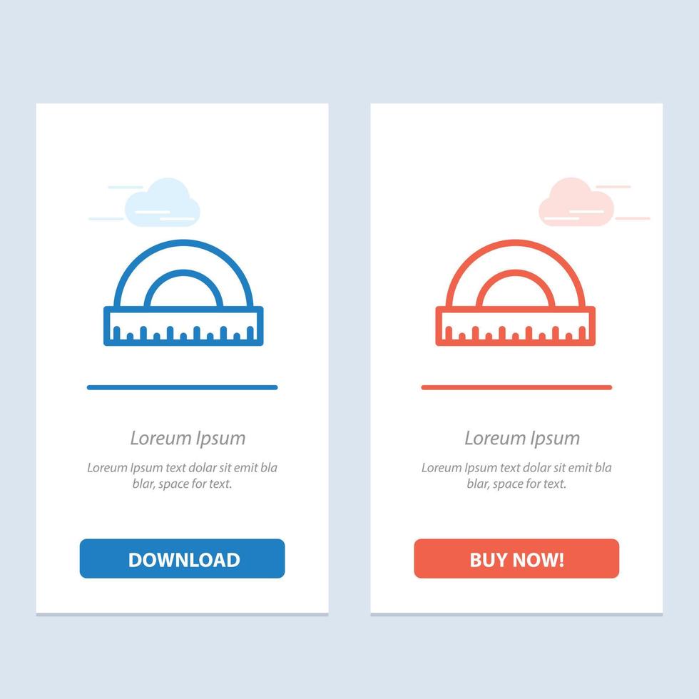 escala de régua de medida de construção de ângulo azul e vermelho baixe e compre agora modelo de cartão de widget da web vetor