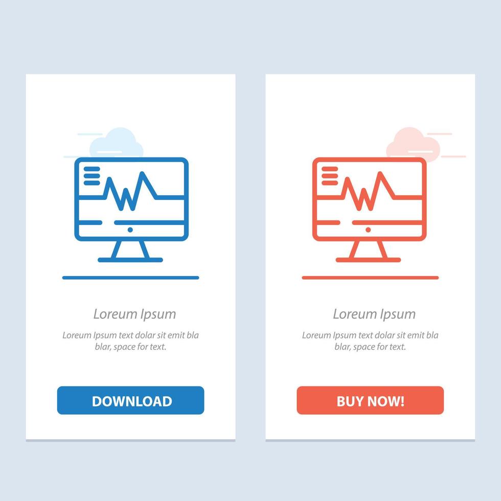 pulsação do coração do hospital médico azul e vermelho baixe e compre agora modelo de cartão de widget da web vetor