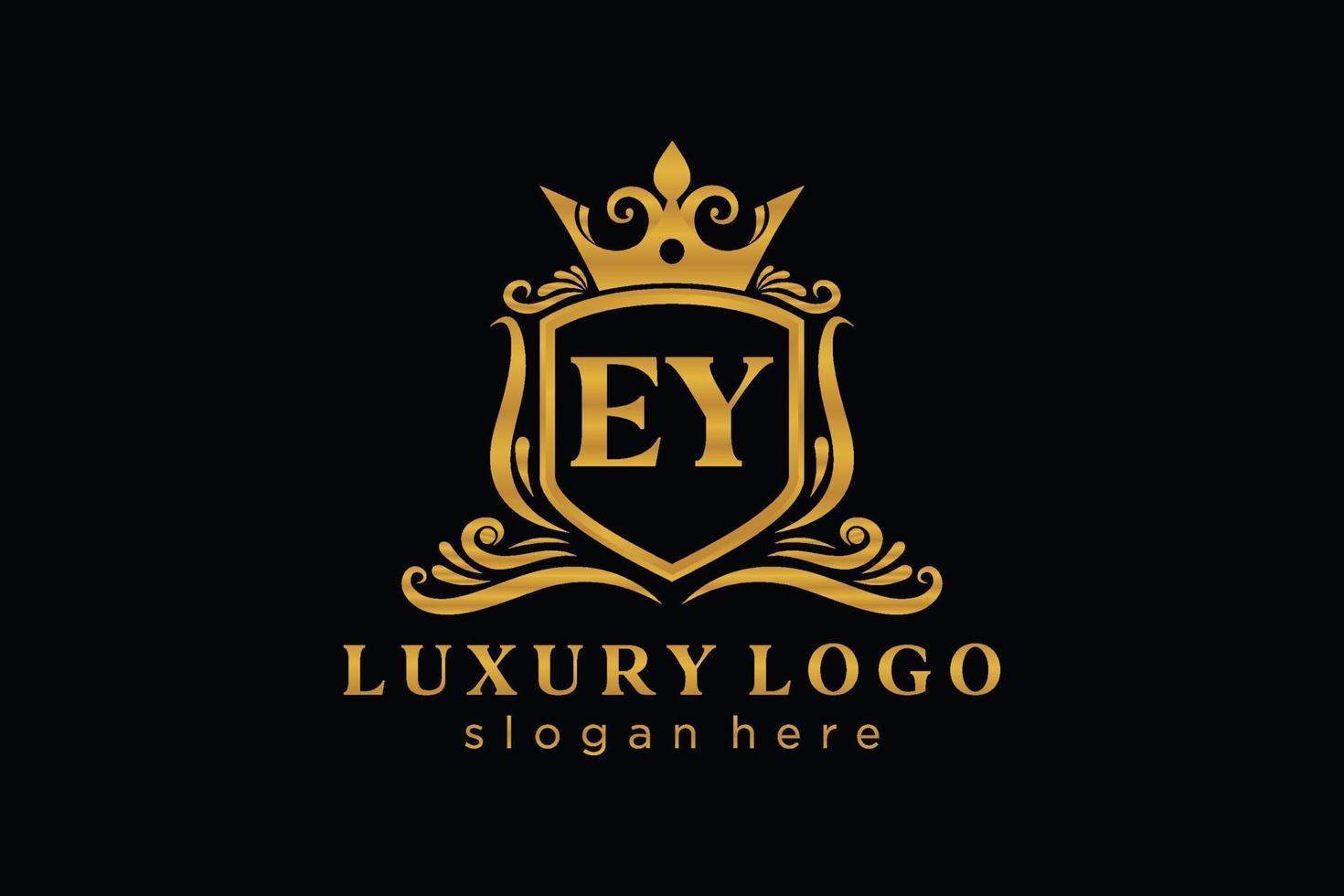 modelo de logotipo de luxo real inicial ey letter em arte vetorial para restaurante, realeza, boutique, café, hotel, heráldica, joias, moda e outras ilustrações vetoriais. vetor