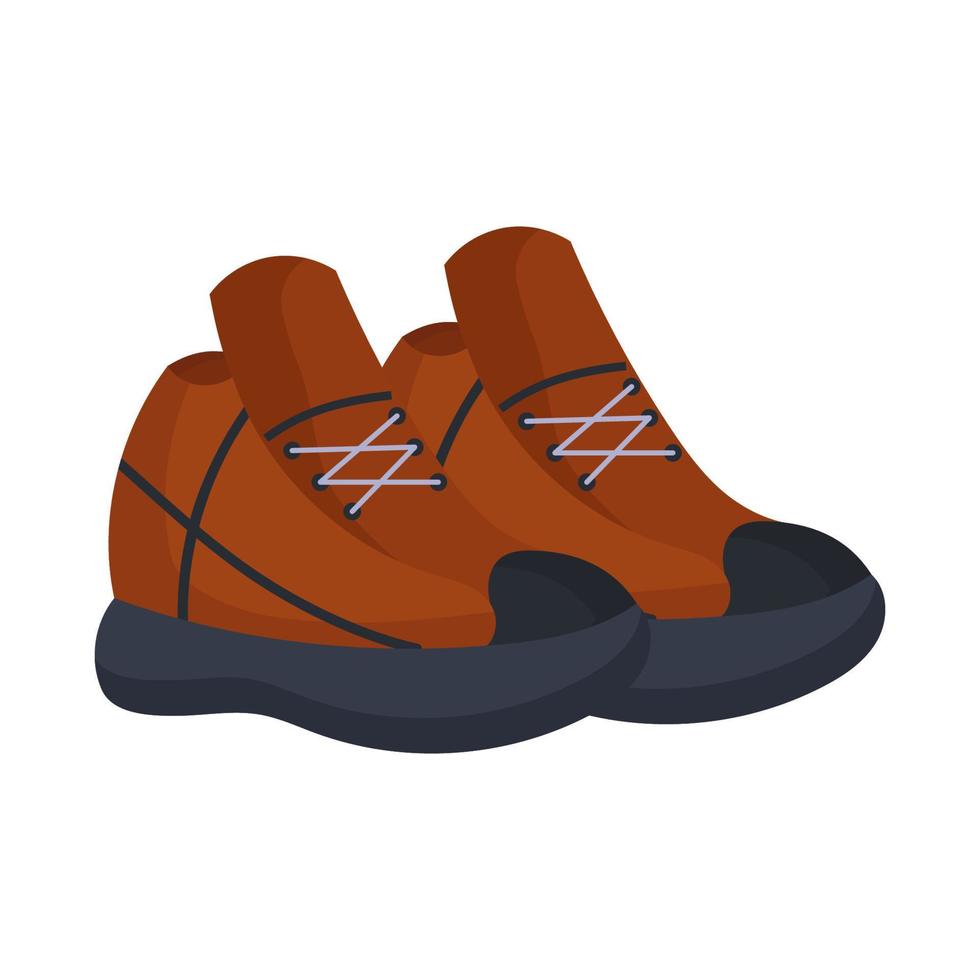 sapatos de caminhada ilustração vetorial ícone isolado fundo branco. calçado para homem e pano para os pés. viagem de símbolo e equipamento de couro de escalada de caminhada ao ar livre. usar roupas de acampamento e caminhadas de aventura vetor