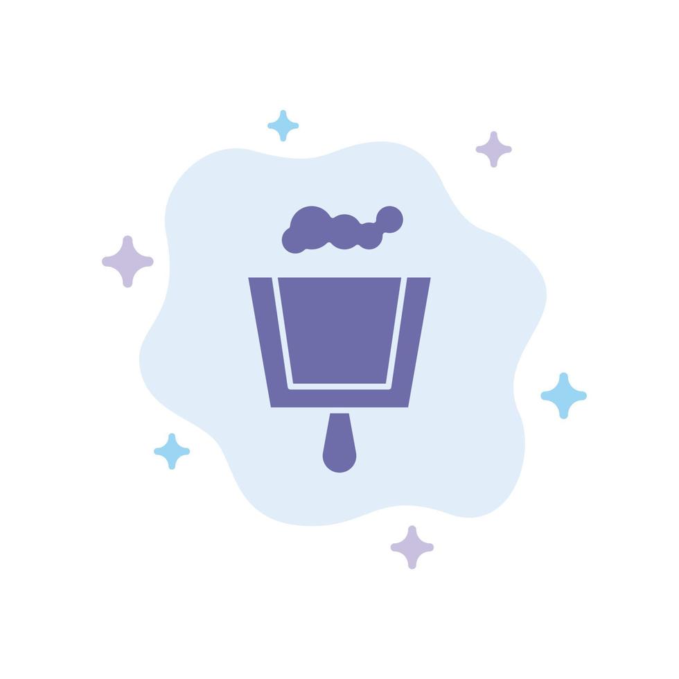 vassoura ícone azul de varredura de pá de lixo no fundo da nuvem abstrata vetor