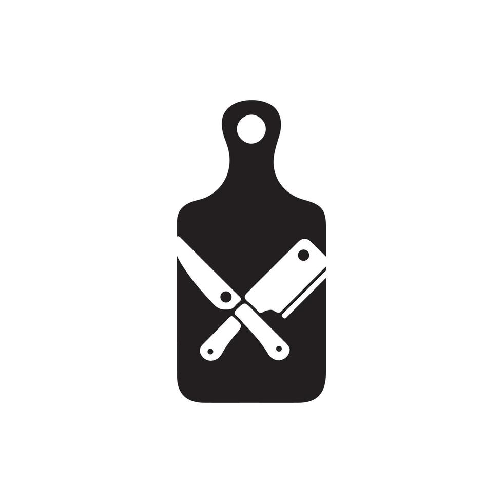 placa de corte com logotipo de cozinha em casa símbolo ícone vetor ilustração design gráfico