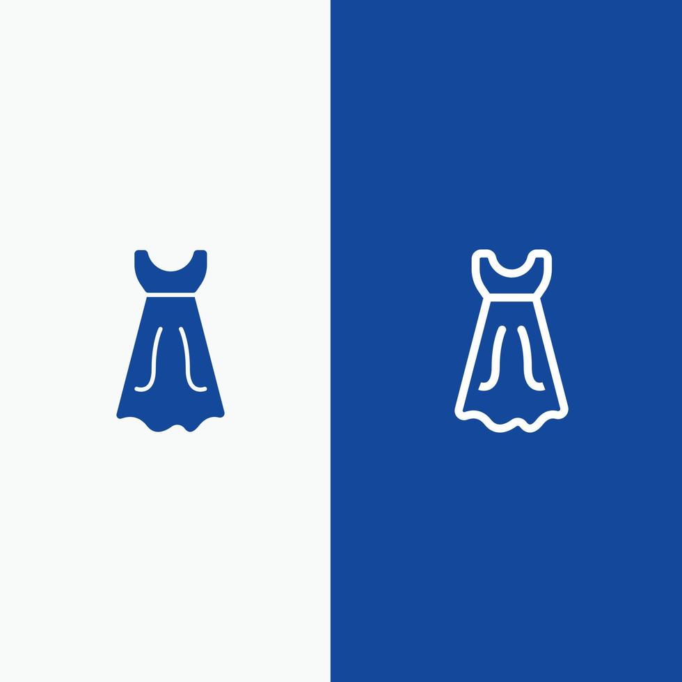 vestido menina linha de casamento e glifo ícone sólido bandeira azul vetor