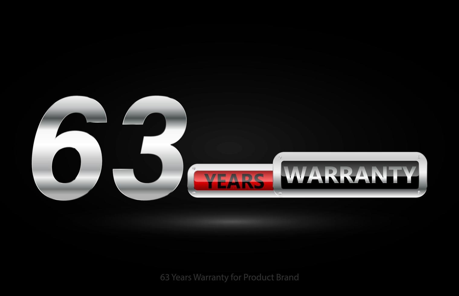 63 anos de garantia logotipo de prata isolado em fundo preto, design vetorial para garantia de produto, garantia, serviço, corporativo e seu negócio. vetor