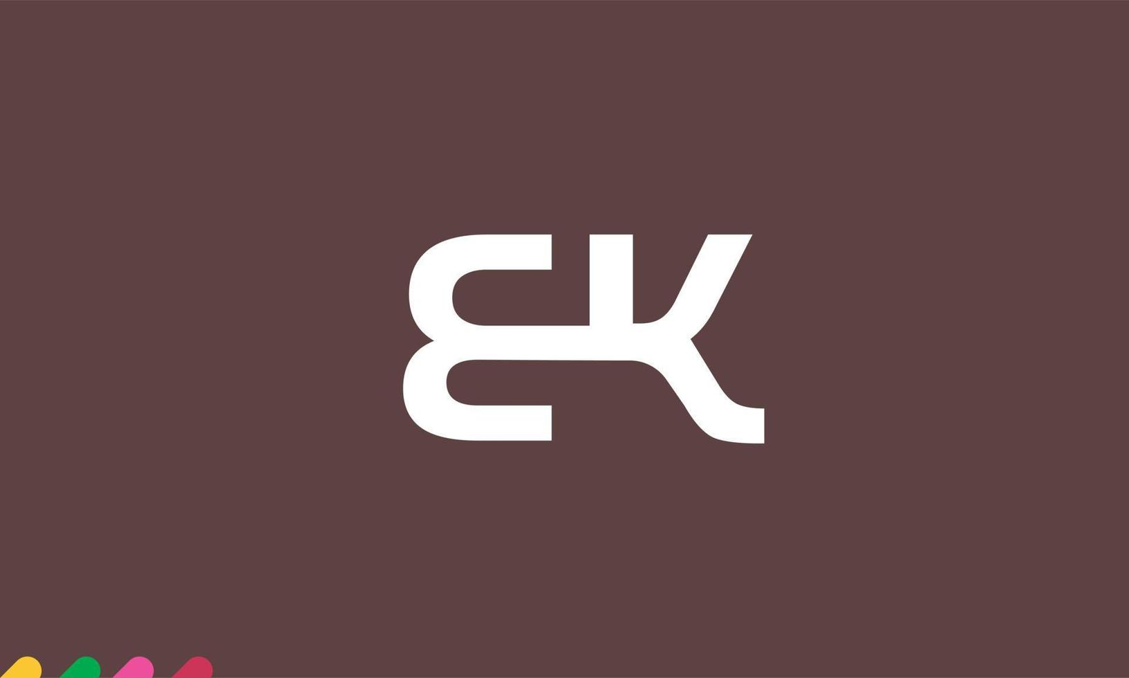 letras do alfabeto iniciais monograma logotipo ek, ke, e e k vetor