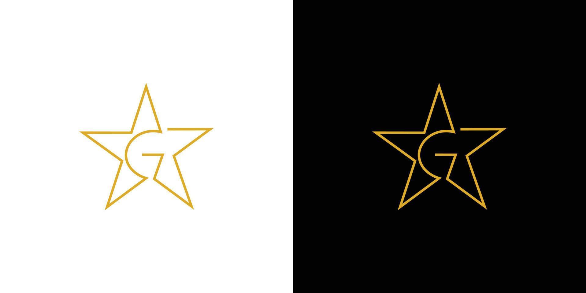 design de logotipo de estrela de iniciais de letra g moderno e exclusivo vetor